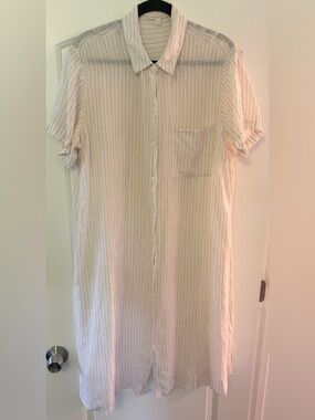 Eileen Fisher Puckered Organic Linen Shirtdress XL